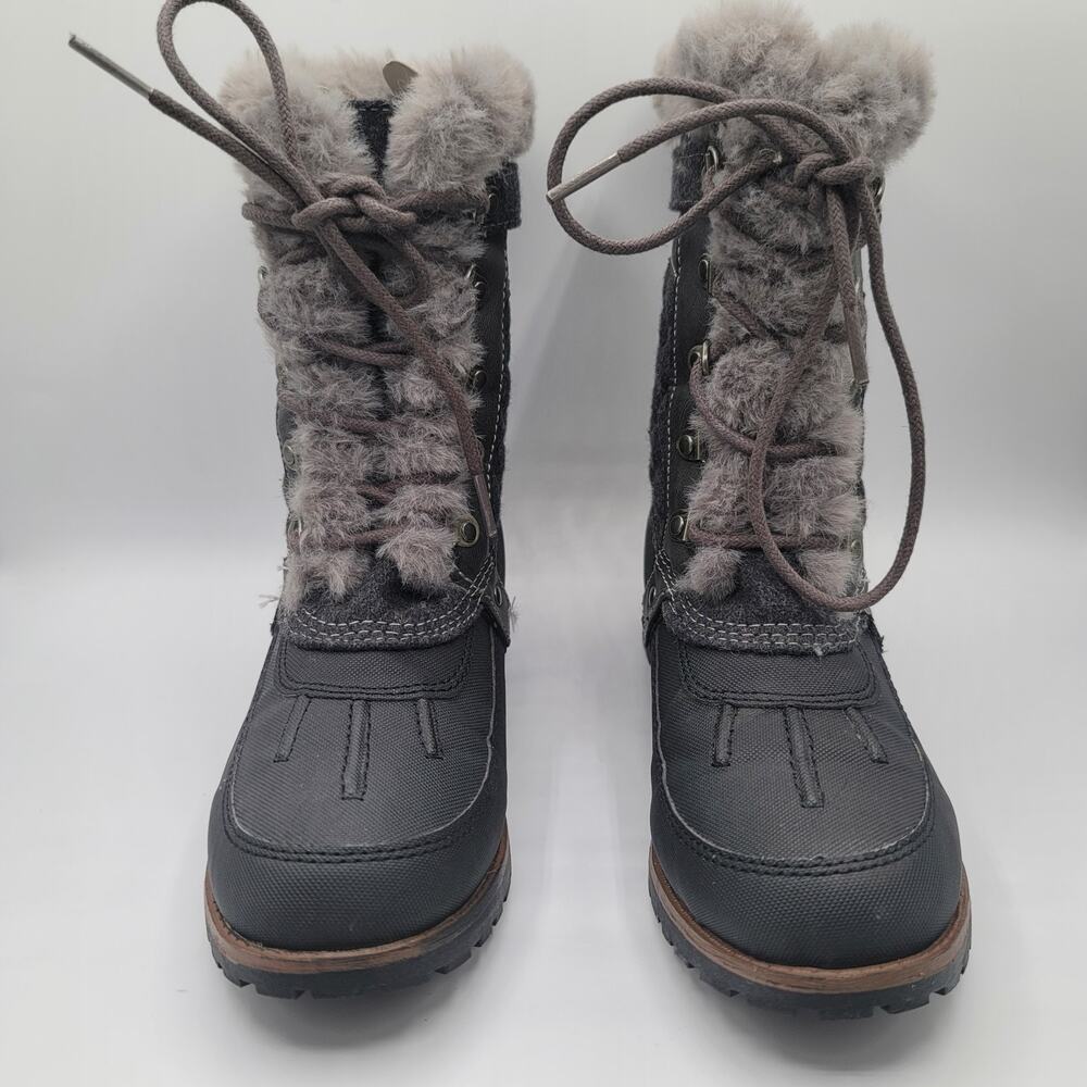 Rock & Candy girls Gray Faux Fur Winter Boots Lace Up Size 3